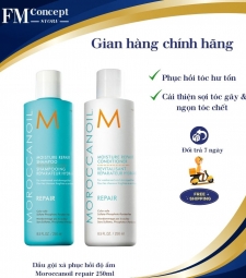 Dầu gội, dầu xả phục hồi hư tổn Maroccanoil Moisture Repair dành cho tóc yếu và hư tổn 250ml