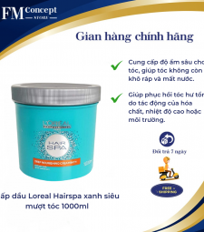 Hấp dầu Loreal Hairspa xanh siêu mượt tóc 1000ml