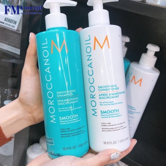 Dầu gội, dầu xả Morocanol Smoothing suôn mượt 500ml dành cho tóc rối và khó vào nếp