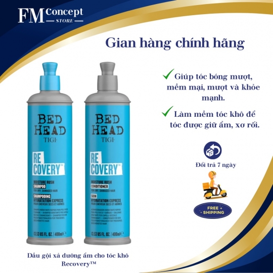 Cặp dầu gội, dầu xả Tigi Recovery màu xanh 970ml