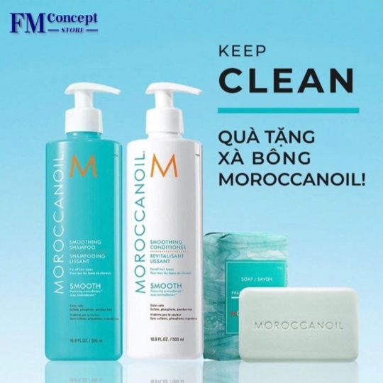Dầu gội, dầu xả Morocanol Smoothing suôn mượt 500ml dành cho tóc rối và khó vào nếp
