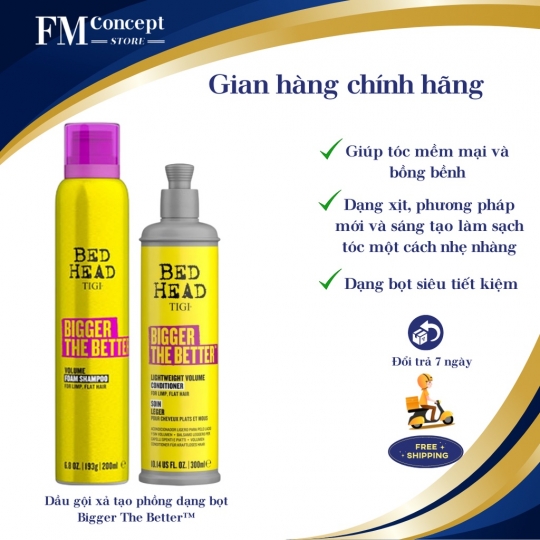 Bộ dầu gội, dầu xả tạo phồng tóc Tigi Bed Head Bigger The Better Volume Shampoo & Conditioner Bộ dầu gội, dầu xả tạo phồng tóc Tigi Bed Head Bigger The Better Volume Shampoo & Conditioner