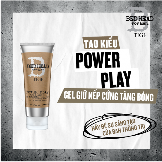 Gel vuốt tóc Tigi Bed Head For Men Power Play – 200ml giữ nếp mạnh, cứng không gây bết tóc