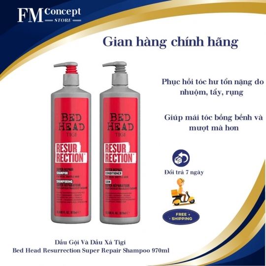 Dầu gội, xã phục hồi tóc hư tổn TIGI bed head resurrection 970ml
