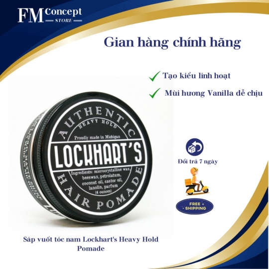 Sáp vuốt tóc nam Lockhart's Heavy Hold Pomade cao cấp chính hãng