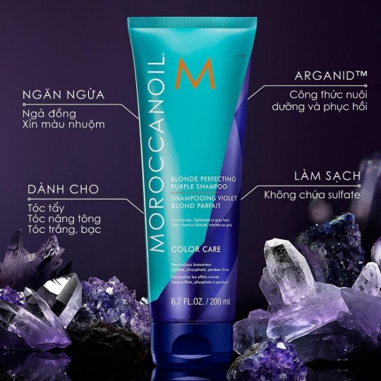 Dầu gội tím khử vàng Moroccanoil Blonde Perfecting Purple 200ML