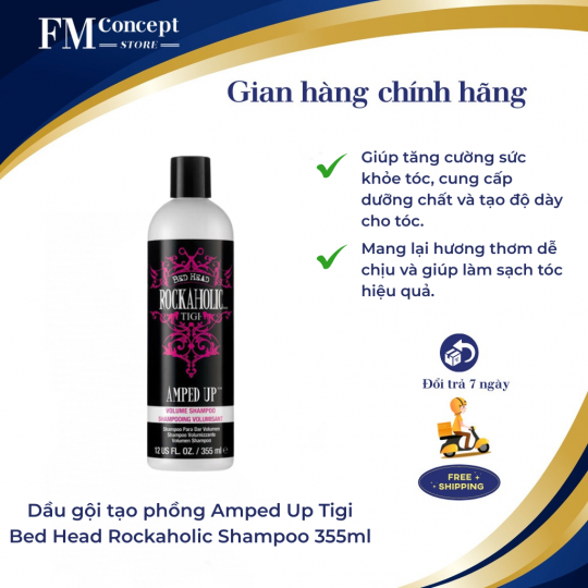 Dầu gội tạo phồng Amped Up Tigi Bed Head Rockaholic Shampoo 355ml