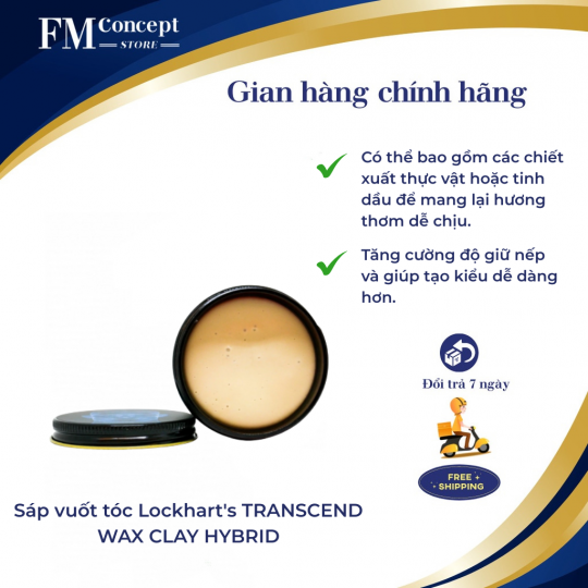 Sáp vuốt tóc Lockhart's TRANSCEND WAX CLAY HYBRID
