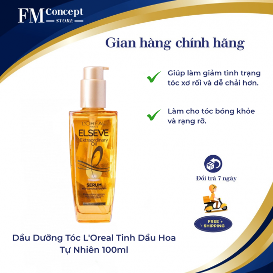 Dầu Dưỡng Tóc L'Oreal Tinh Dầu Hoa Tự Nhiên 100ml