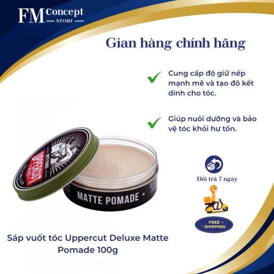Sáp vuốt tóc Uppercut Deluxe Matte Pomade 100g