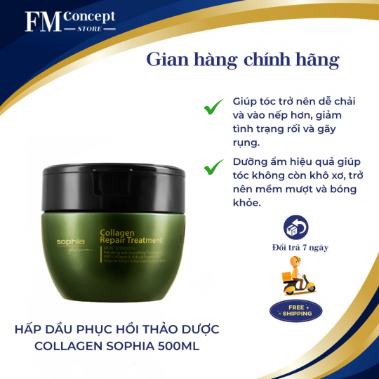 HẤP DẦU PHỤC HỒI THẢO DƯỢC COLLAGEN SOPHIA 500ML