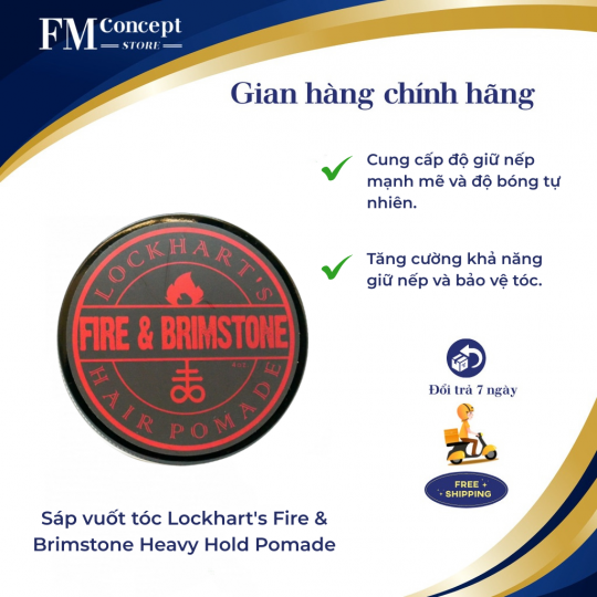 Sáp vuốt tóc Lockhart's Fire & Brimstone Heavy Hold Pomade