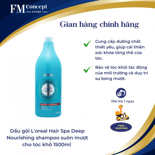 Dầu gội L'oreal Hair Spa Deep Nourishing shampoo suôn mượt cho tóc khô 1500ml 