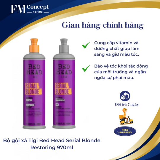 Bộ gội xả Tigi Bed Head Serial Blonde Restoring 970ml
