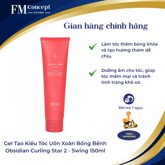 GEL TẠO KIỂU TÓC UỐN XOĂN BỒNG BỀNH OBSIDIAN CURLING STAR 2 - SWING 150ml