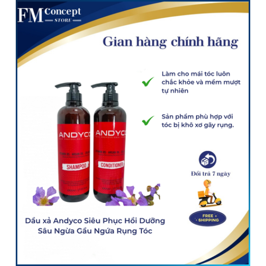 Dầu Xả Andyco Siêu Phục Hồi Dưỡng Sâu Ngừa Gầu Ngứa Rụng Tóc, Hương Nước Hoa Thơm Lâu