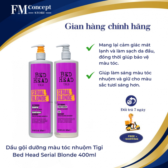 DẦU GỘI DƯỠNG MÀU TÓC NHUỘM TIGI BED HEAD SERIAL BLONDE 400ML