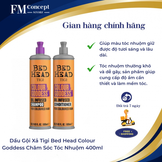 Dầu Gội Xả Tigi Bed Head Colour Goddess Chăm Sóc Tóc Nhuộm 400ml
