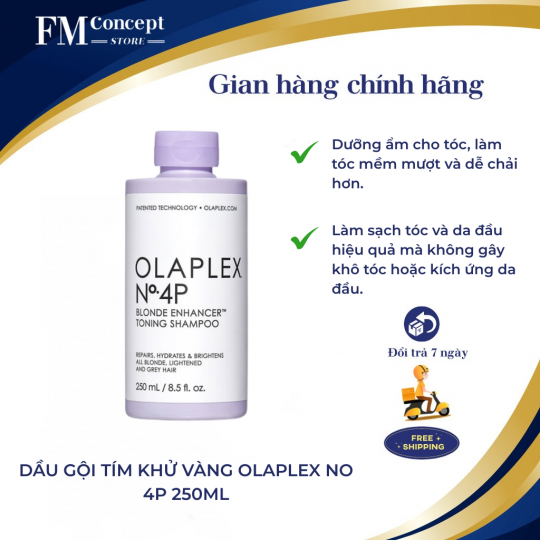DẦU GỘI TÍM KHỬ VÀNG OLAPLEX NO 4P 250ML