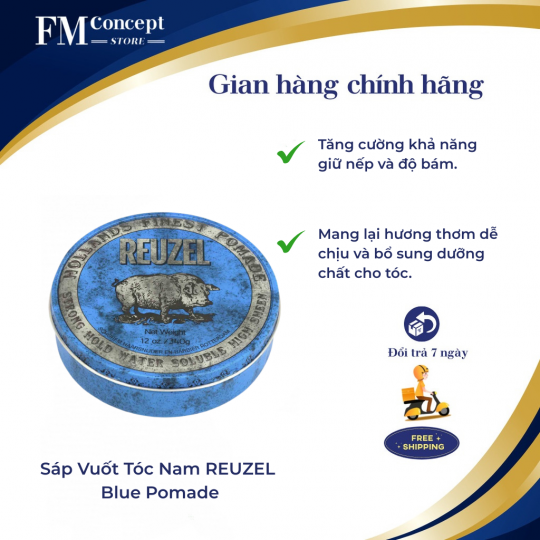 Sáp Vuốt Tóc Nam REUZEL Blue Pomade