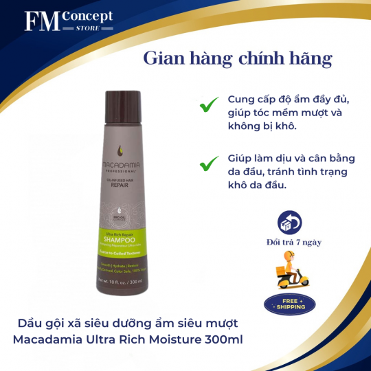 Dầu gội xã siêu dưỡng ẩm siêu mượt Macadamia Ultra Rich Moisture 300ml