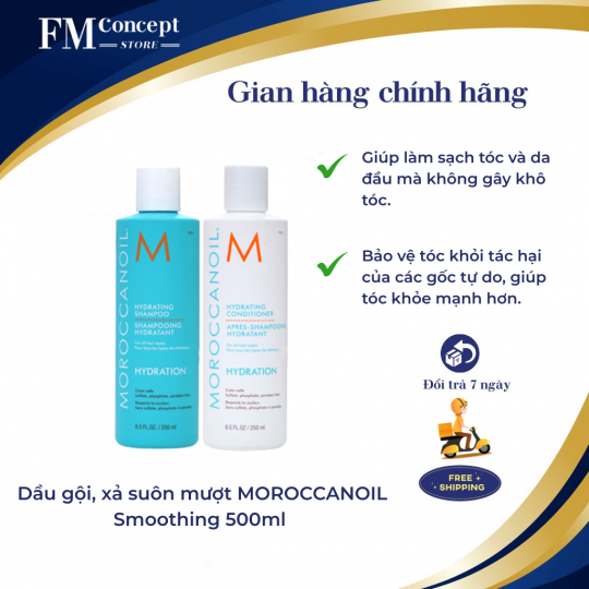 Dầu gội, xả suôn mượt MOROCCANOIL Smoothing 500ml 