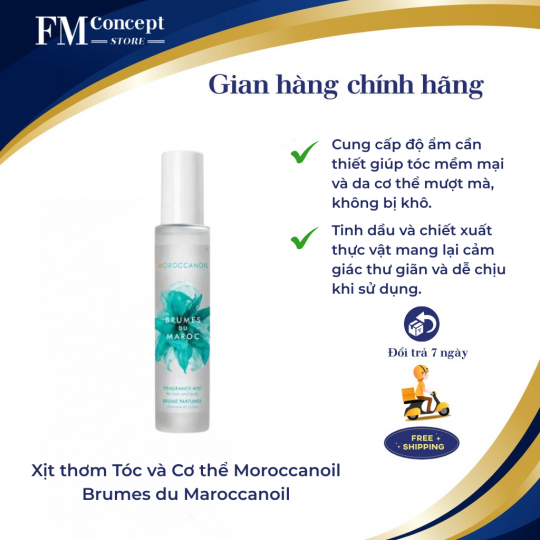 Xịt thơm Tóc và Cơ thể Moroccanoil Brumes du Maroccanoil